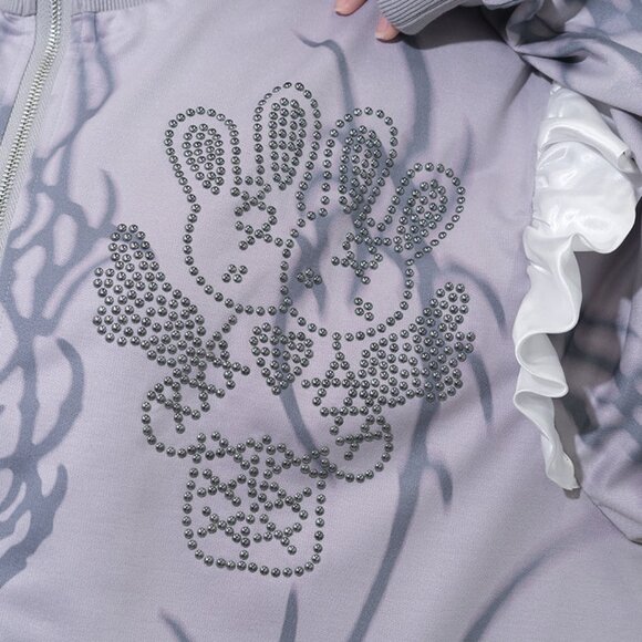 ACDC RAG - Nightmare Studded Bunny Ruffle Grey Oversized Jacket - Picture 8 of 11